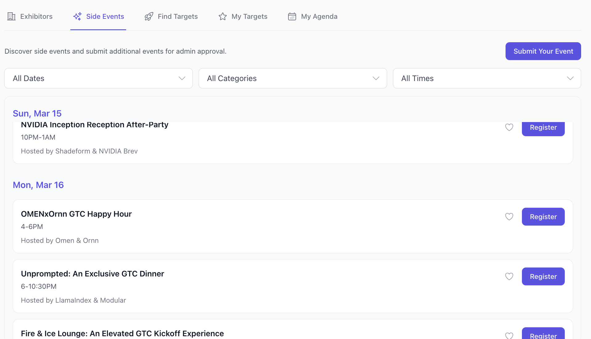 Target discovery across conference exhibitors